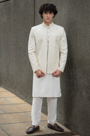 LIGHT SILVER PRINCE COAT JAMAWAR