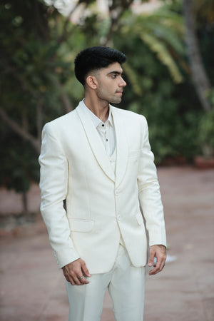 WHITE LUXURY 3-PIECE SUIT FOR MEN'S