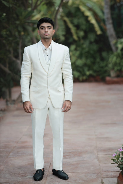 WHITE LUXURY 3-PIECE SUIT FOR MEN'S