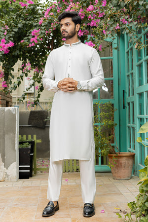 Embroidered Soft Green Kameez Shalwar