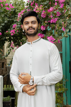 Embroidered Soft Green Kameez Shalwar