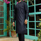 Self Textured Jet Black Kameez Shalwar