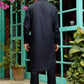 Self Textured Jet Black Kameez Shalwar