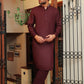 Mehroon Textured Kameez Shalwar