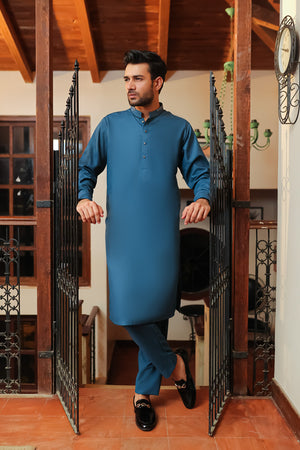 Ice Blue Textured Kameez Shalwar