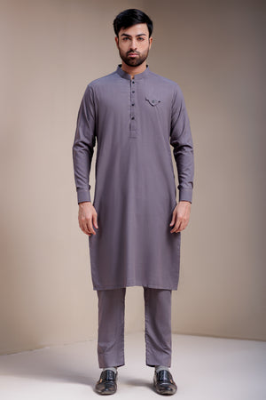 Purple Textured Kameez Shalwar