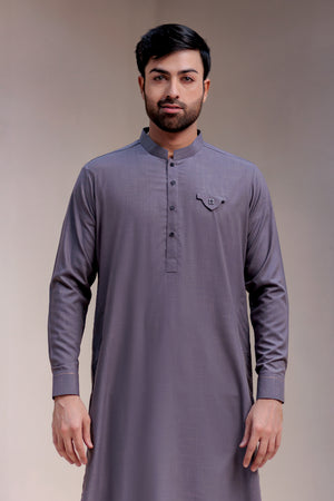 Purple Textured Kameez Shalwar