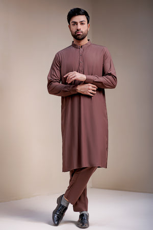 Designer Blended Brown Kameez Shalwar