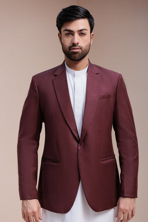 Mehroon Plain Formal Blazer For Men