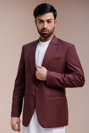 Mehroon Plain Formal Blazer For Men