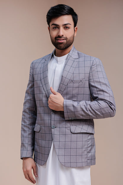 Grey Formal Blazer For Men