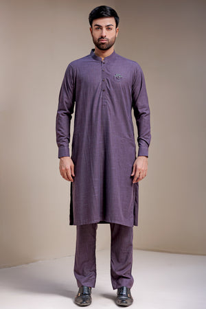 Texture Purple Kameez Shalwar