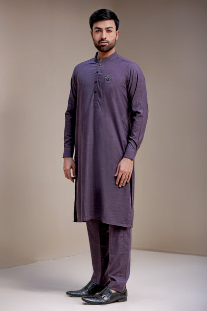 Texture Purple Kameez Shalwar