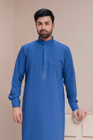 Royal Blue Embroidered Thobe