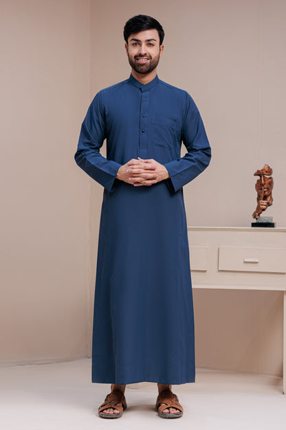 Plain Navy Blue Saudi Thobes