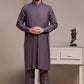 Purple With Gold Linnig Kameez Shalwar