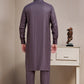 Purple With Gold Linnig Kameez Shalwar