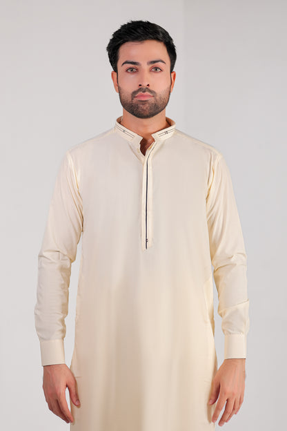 Cream Blended Kameez Shalwar