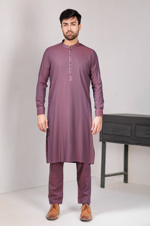 Magenta Textured Kameez Shalwar