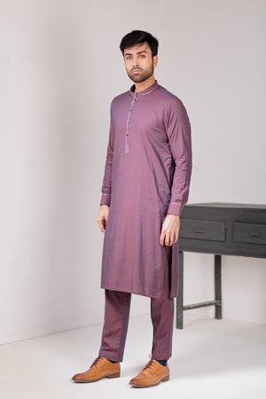 Magenta Textured Kameez Shalwar