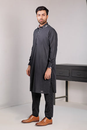 Black With White Self Kameez Shalwar