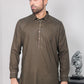 Olive Green With White Self Kameez Shalwar