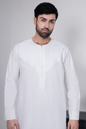 White Emarati Zipper Thobe