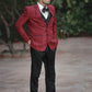 RED WITH BLACK LUXURY 3-PIECE SUIT FOR MEN'S