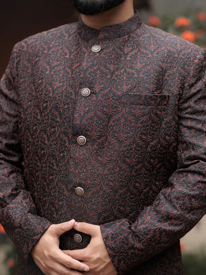 MEHROON PRINCE COAT EMBROIDERY