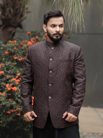 MEHROON PRINCE COAT EMBROIDERY