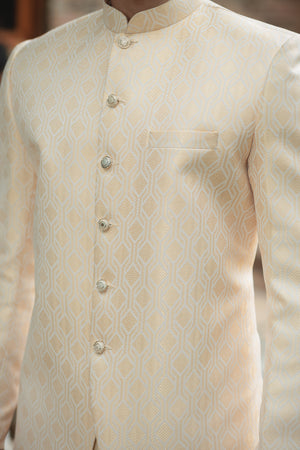 LIGHT GOLD PRINCE COAT JAMAWAR