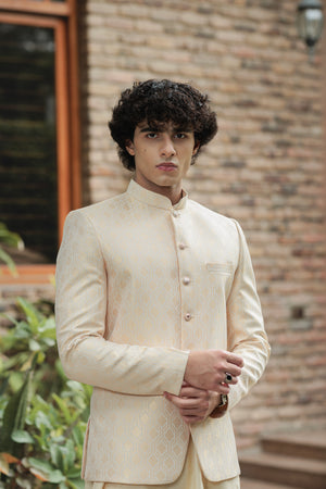 LIGHT GOLD PRINCE COAT JAMAWAR