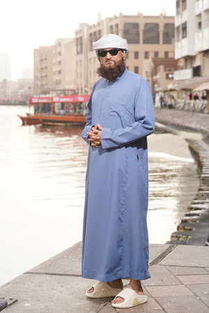 Plain Light Blue Saudi Thobes