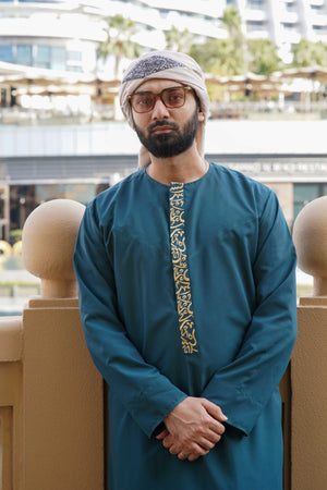 Sea Green Embroidered Emirati Thobe