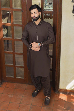 DARK BROWN-KAMEEZ SHALWAR