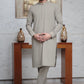 Light Beige Blended Embroidered Kurta Pajama