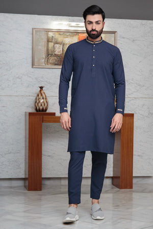 Navy Blue Embroidered Kurta Pajama