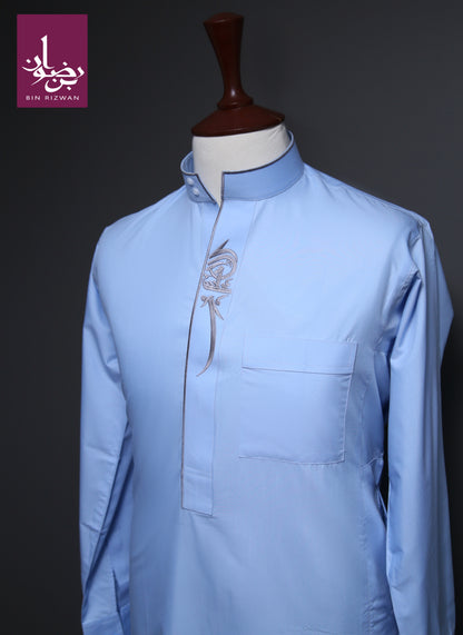 Sky Blue Embroidered Thobe