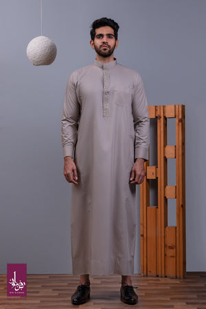 Grey Embroidered Thobe