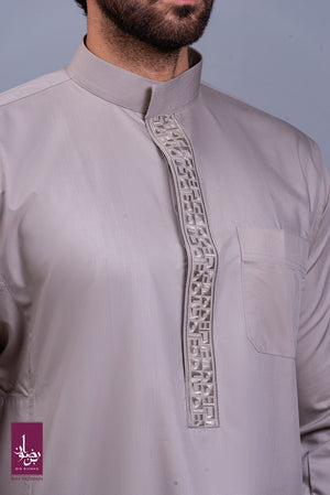 Grey Embroidered Thobe