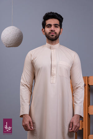 Light Beige Embroidered Thobe