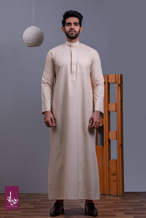 Light Beige Embroidered Thobe