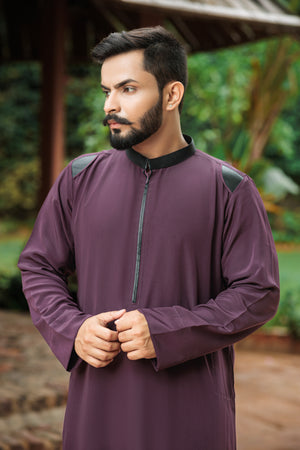 Purple Embroidered Saudi Thobe