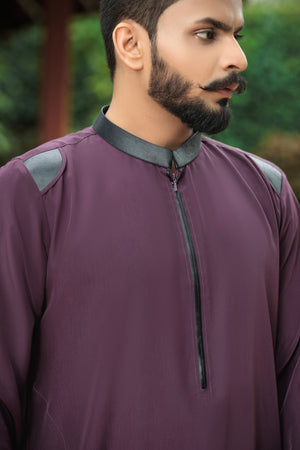 Purple Embroidered Saudi Thobe