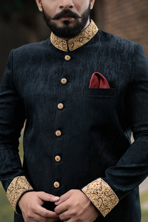 JACKARD COLLAR SLEEVES H.WORK SHERWANI