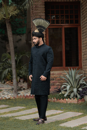 JACKARD CUT DANA EMBRIODED SHERWANI