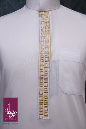 White Gold Embroidered Thobes