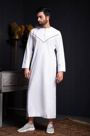 White Emarati Embroidered Thobe