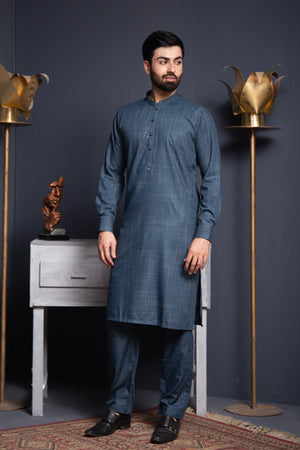 Russian Blue Textured Kameez Shalwar