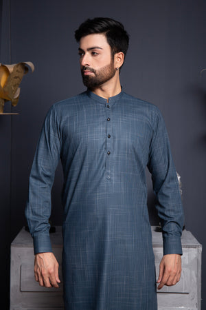 Russian Blue Textured Kameez Shalwar